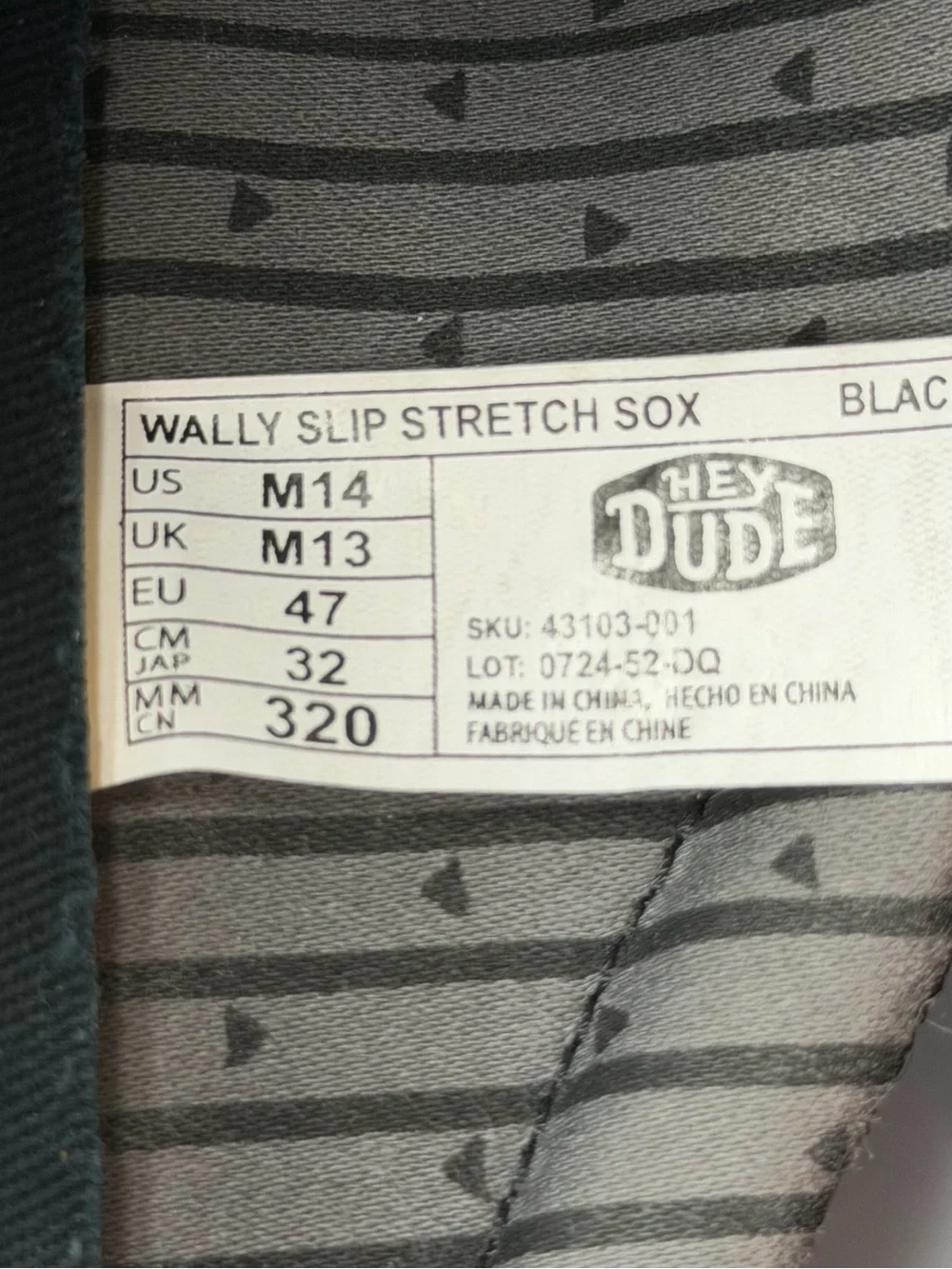 HEY DUDE Wally Slip Stretch Sox Size 14 Men Slip On Loafer Shoes Black